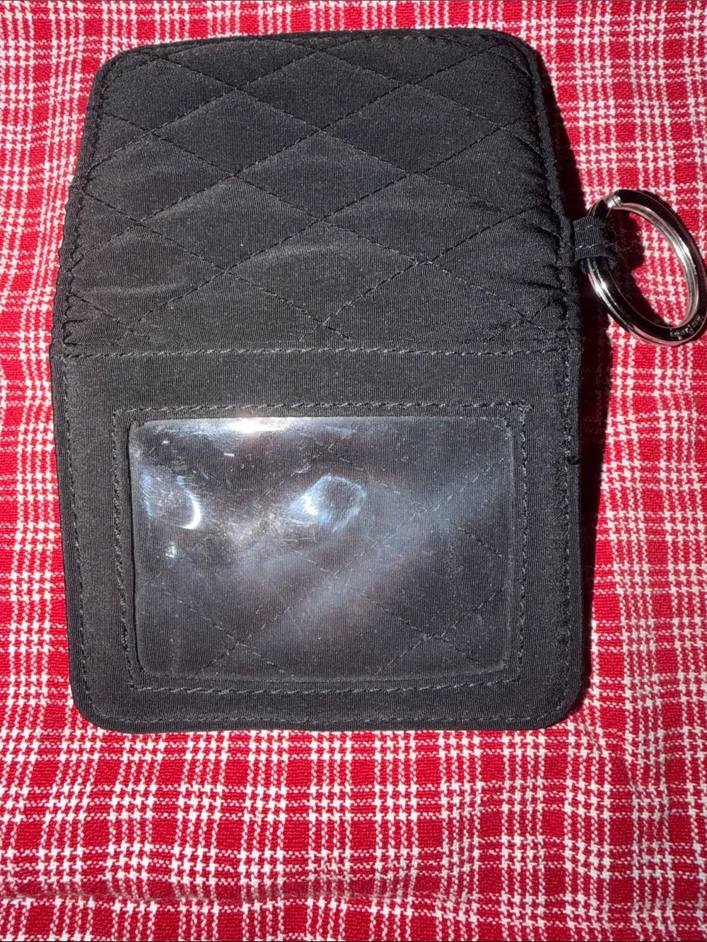 Vera Bradley Quilted Black Key & Card Holder with Ring